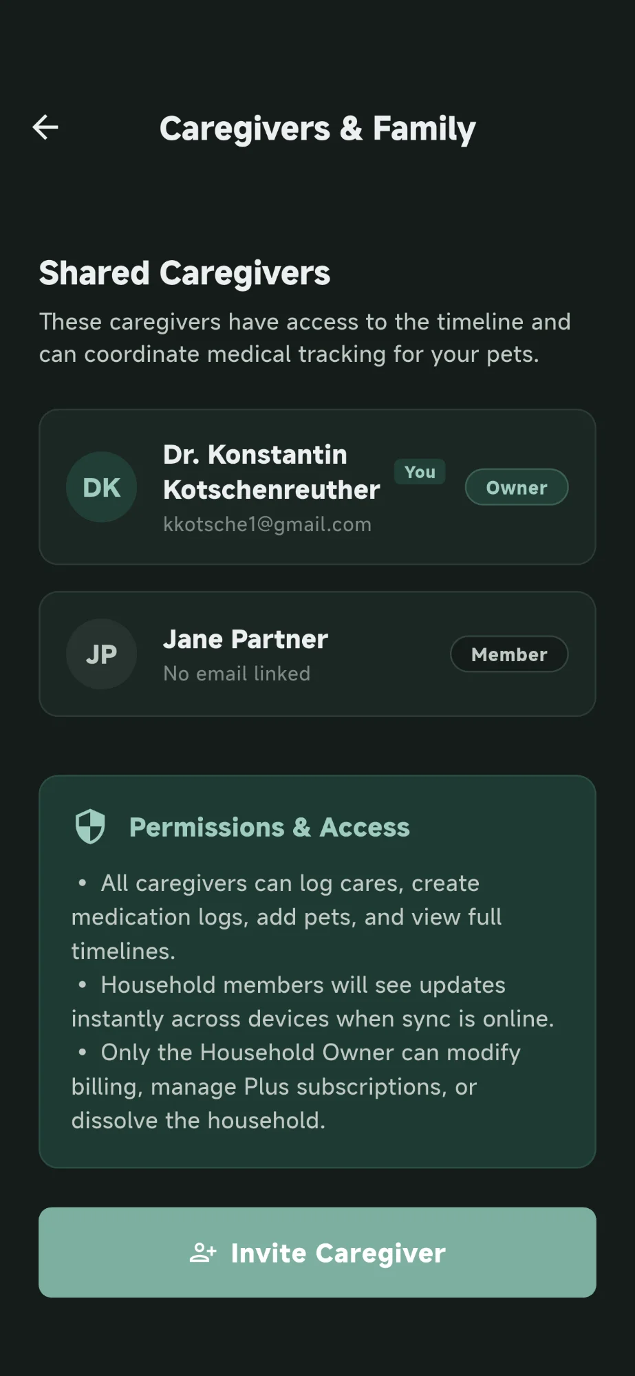 Co-Caregivers (Dark Mode)