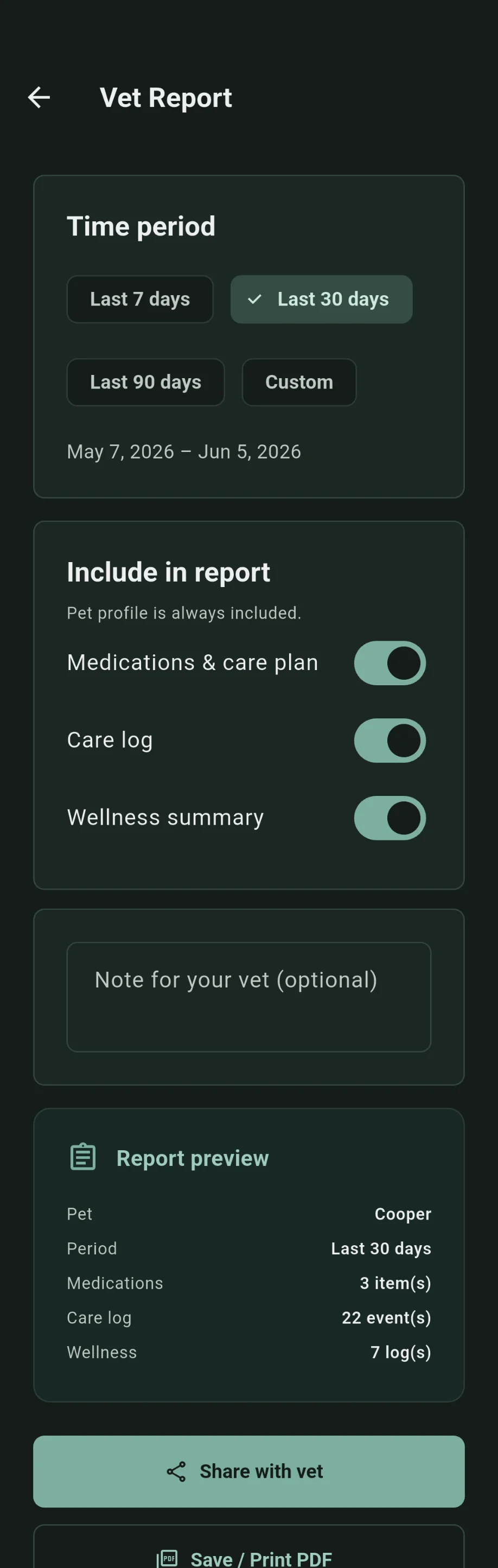 Vet Reports (Dark Mode)